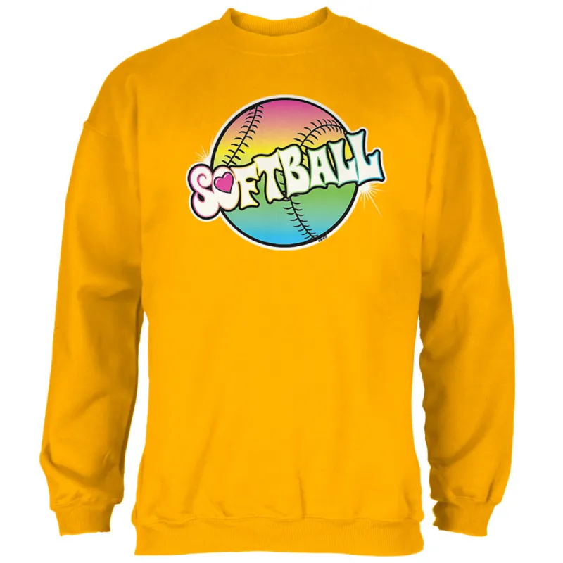 Rainbow Softball Neon Mens Sweatshirt sold by Old Glory
