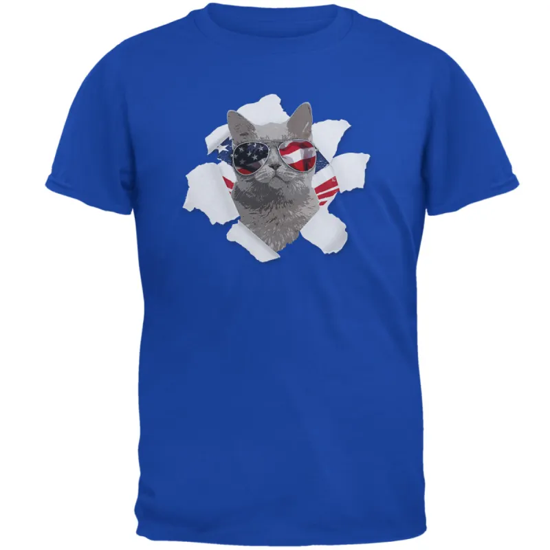 4th of July Meowica Americat Patriot Mens T Shirt sold by Old Glory
