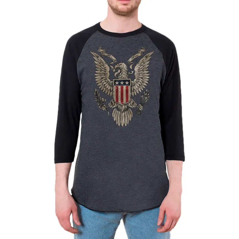 4th July Born Free Bald Eagle Mens Raglan T Shirt sold by Old Glory