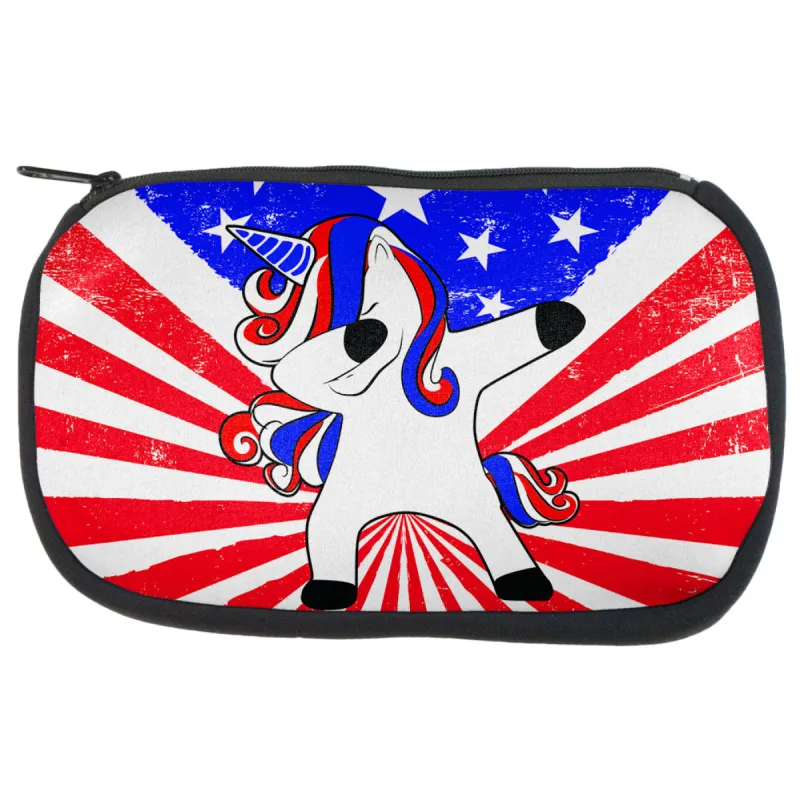 4th of July Dabbing Unicorn Americorn Makeup Bag sold by Old Glory
