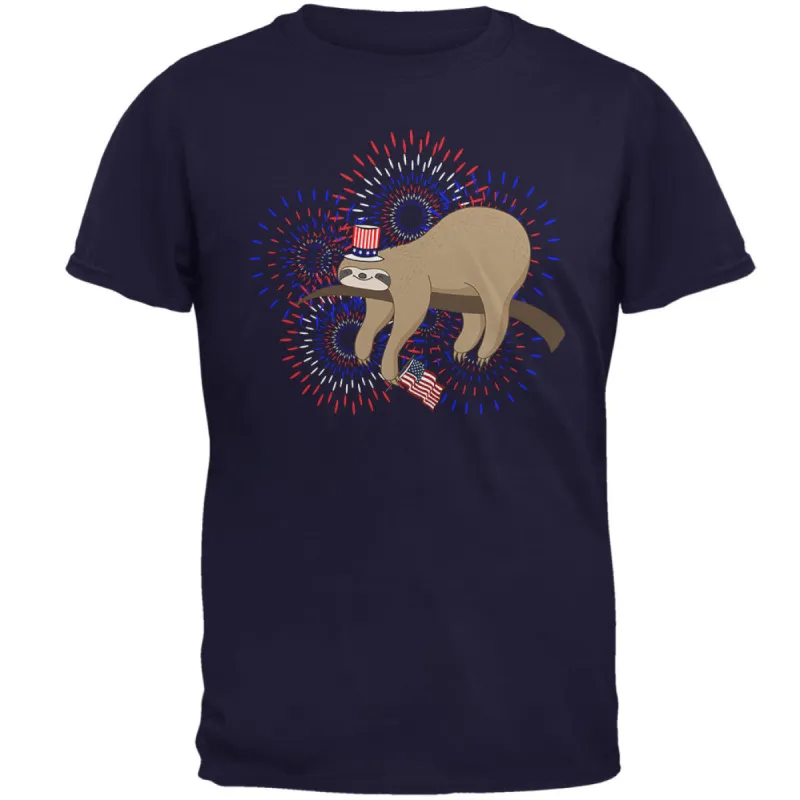 4th Of July Sloth Patriotic Cute Fireworks Mens T Shirt sold by Old Glory