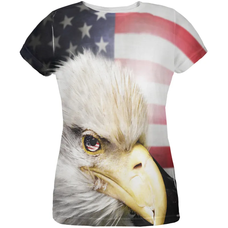 4th of July American Bald Eagle Eye Flag All Over Womens T Shirt sold by Old Glory