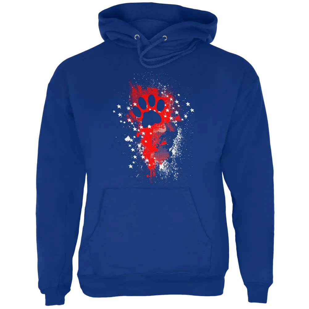 4th of July Kitty Cat Paw Print Stars and Splatters Mens Hoodie sold by Old Glory