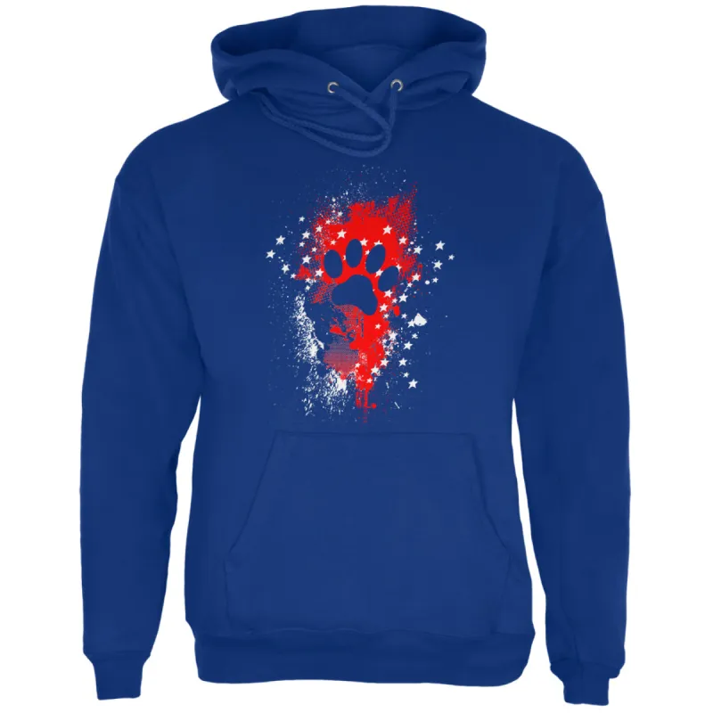 4th of July Puppy Dog Paw Print Stars and Splatters Mens Hoodie sold by Old Glory