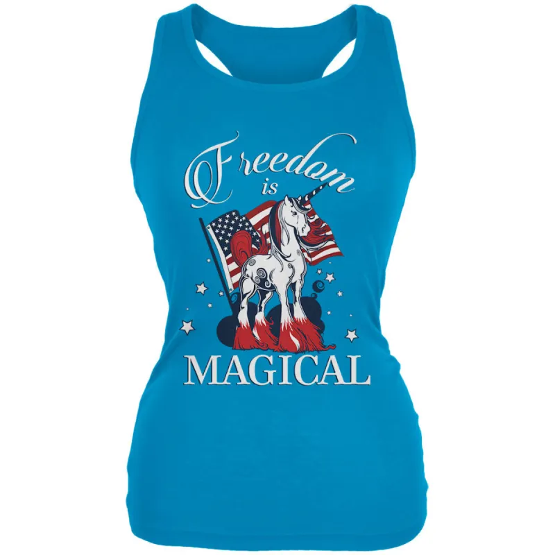 4th Of July Freedom Is Magical Unicorn Juniors Soft Tank Top sold by Old Glory