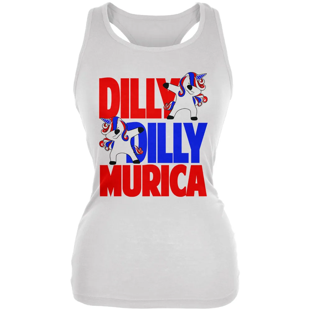 4th of July Dilly Dilly Murica Dabbing Unicorn Juniors Soft Tank Top sold by Old Glory