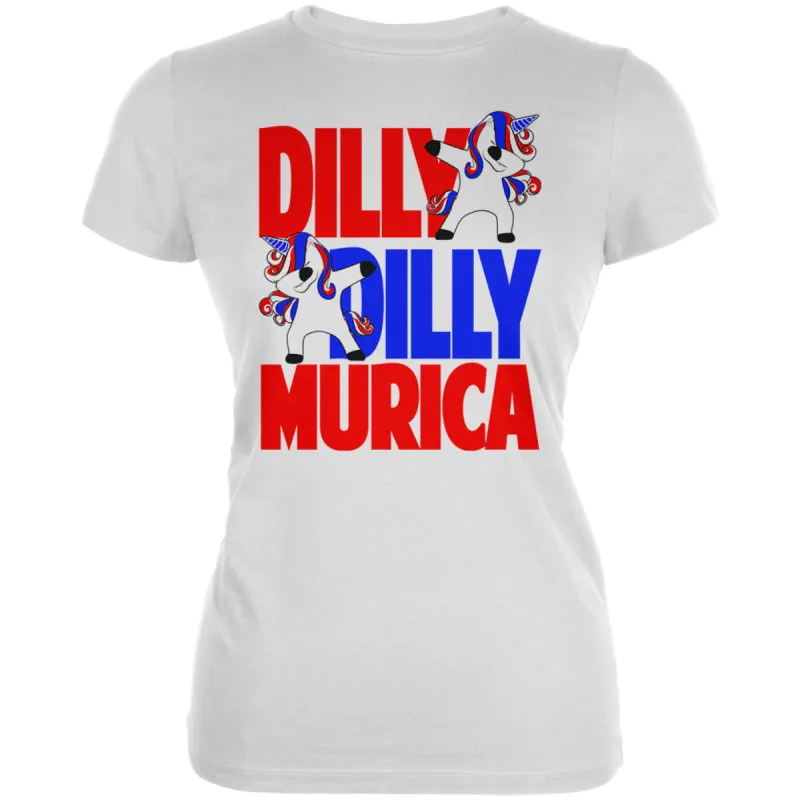 4th of July Dilly Dilly Murica Dabbing Unicorn Juniors Soft T Shirt sold by Old Glory