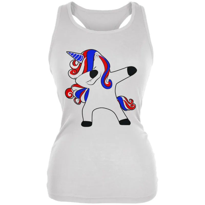 4th of July Dabbing Unicorn Americorn Juniors Soft Tank Top sold by Old Glory