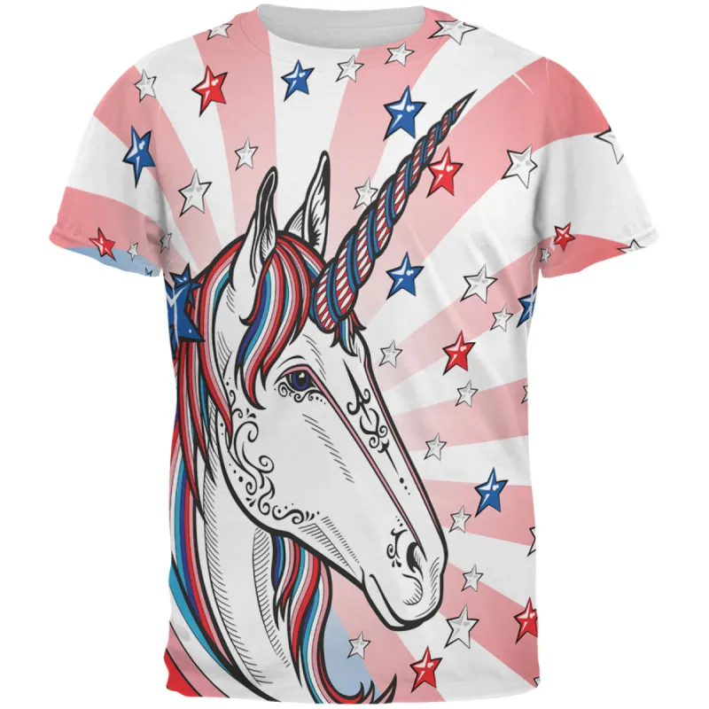 4th of July Freedom is Magical Unicorn All Over Mens T Shirt sold by Old Glory