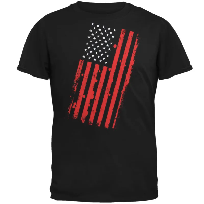 4th of July Distressed Offset American Flag Mens T Shirt sold by Old Glory