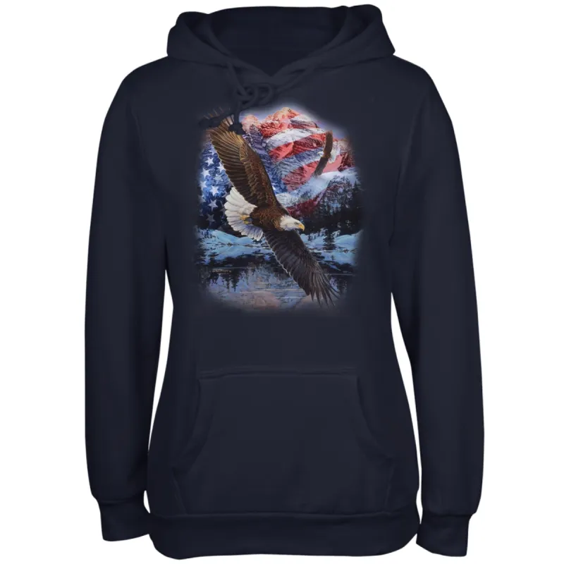 4th Of July American Flag Bald Eagle Juniors Soft Hoodie sold by Old Glory