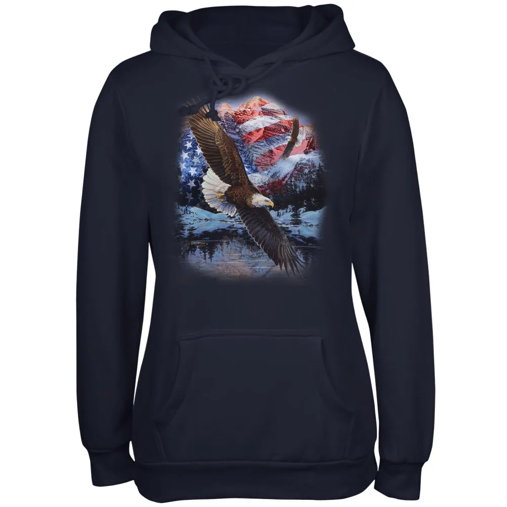 4th Of July American Flag Bald Eagle Juniors Soft Hoodie sold by Old Glory