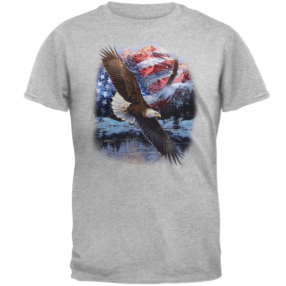 4th of July American Flag Bald Eagle Mens T Shirt sold by Old Glory product image thumbnail 2