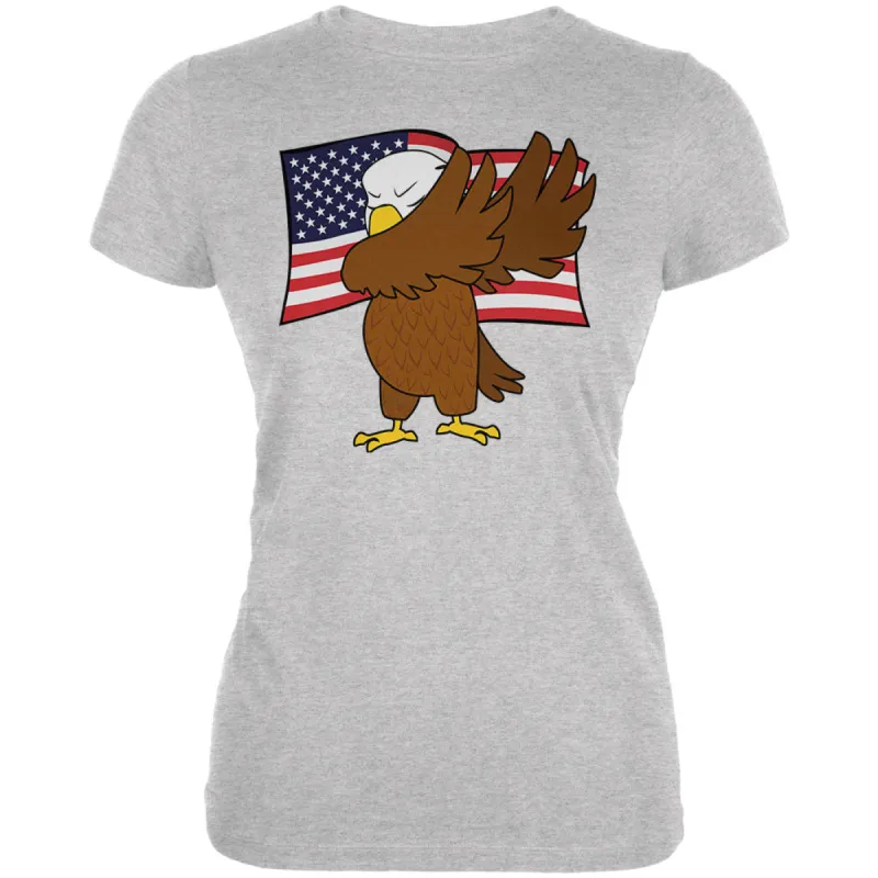 4th Of July America Dabbing Bald Eagle Juniors Soft T Shirt sold by Old Glory