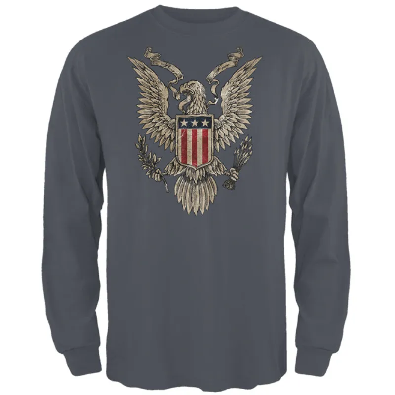 4th Of July Born Free Vintage American Eagle Mens Long Sleeve T Shirt sold by Old Glory