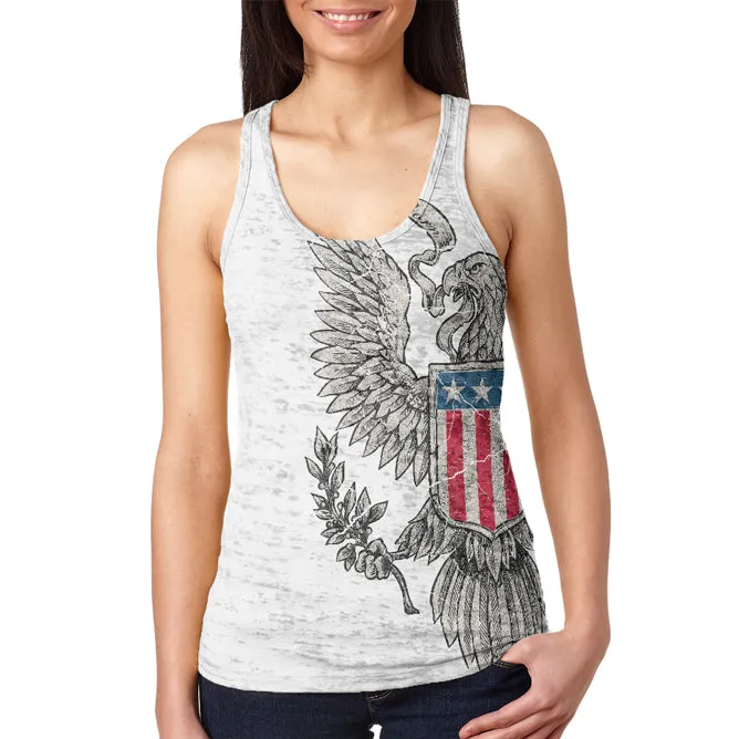 4th Of July Born Free Vintage American Eagle Juniors Burnout Racerback Tank Top sold by Old Glory