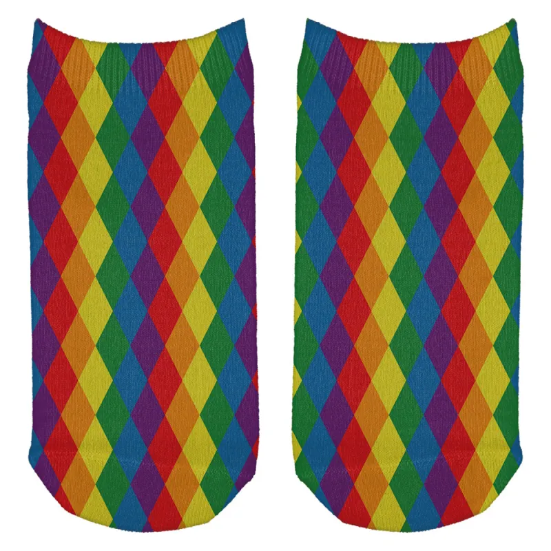 LGBT Jester Gay Pride Parade Costume All Over Adult Ankle Socks sold by Old Glory