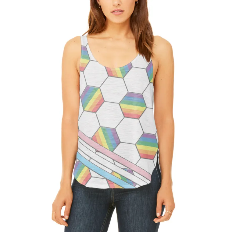 LGBT World Cup LGBT Pride Soccer Ball Juniors Flowy Side Slit Tank Top sold by Old Glory