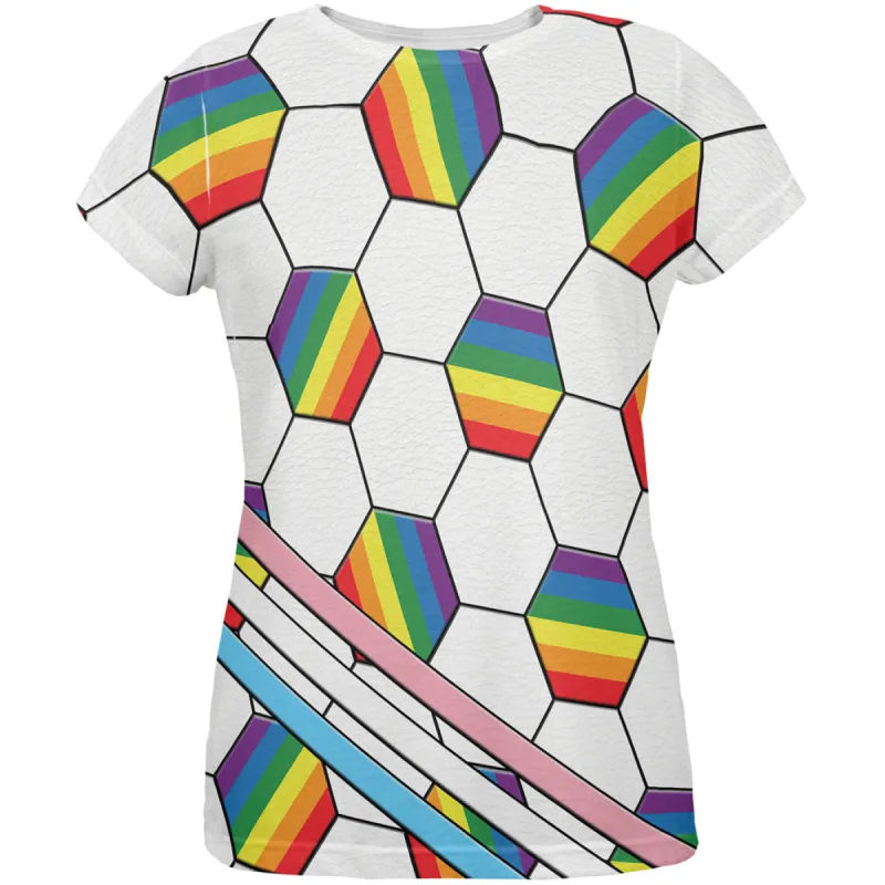 LGBT World Cup LGBT Pride Soccer Ball All Over Womens T Shirt sold by Old Glory
