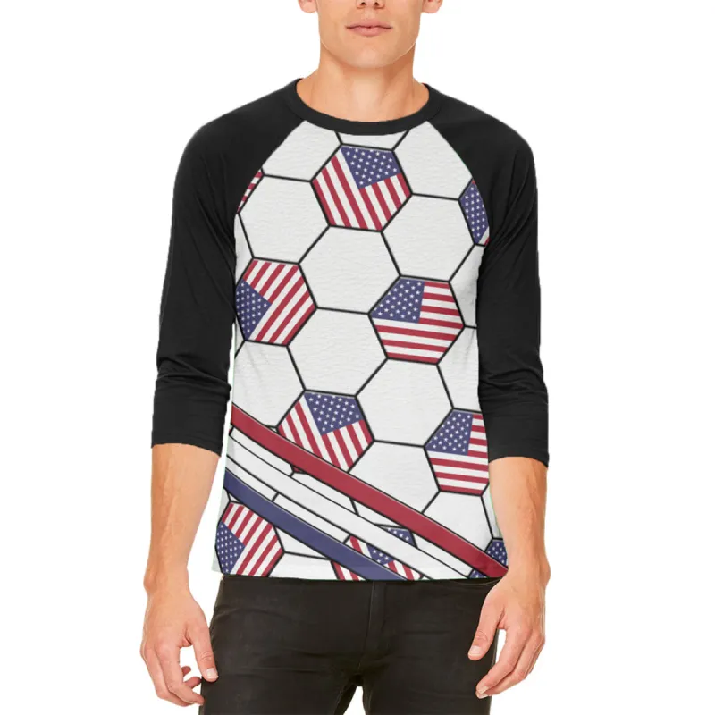 4th of July USA World Cup Soccer Ball Mens Raglan T Shirt sold by Old Glory