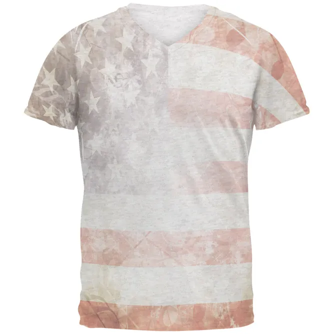 4th of July American Flag Star Spangled Banner Mens Soft V-Neck T Shirt sold by Old Glory
