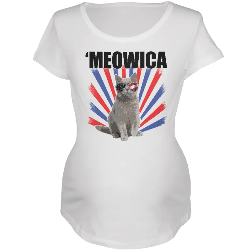 4th Of July Meowica America Patriot Cat Maternity Soft T Shirt sold by Old Glory