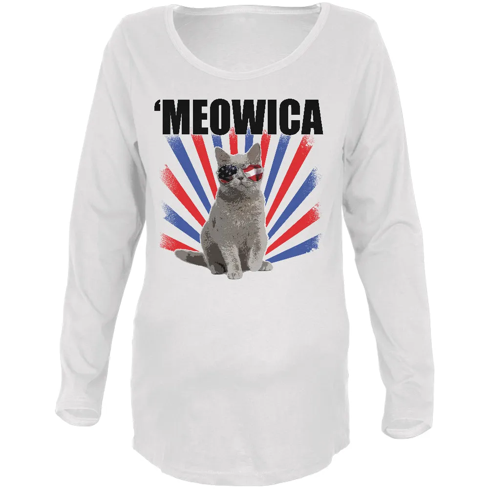 4th Of July Meowica America Patriot Cat Maternity Soft Long Sleeve T Shirt sold by Old Glory
