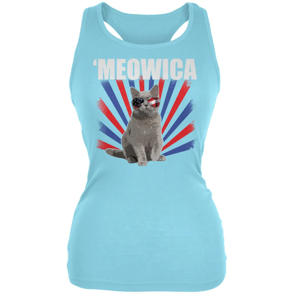 4th Of July Meowica America Patriot Cat Juniors Soft Tank Top sold by Old Glory
