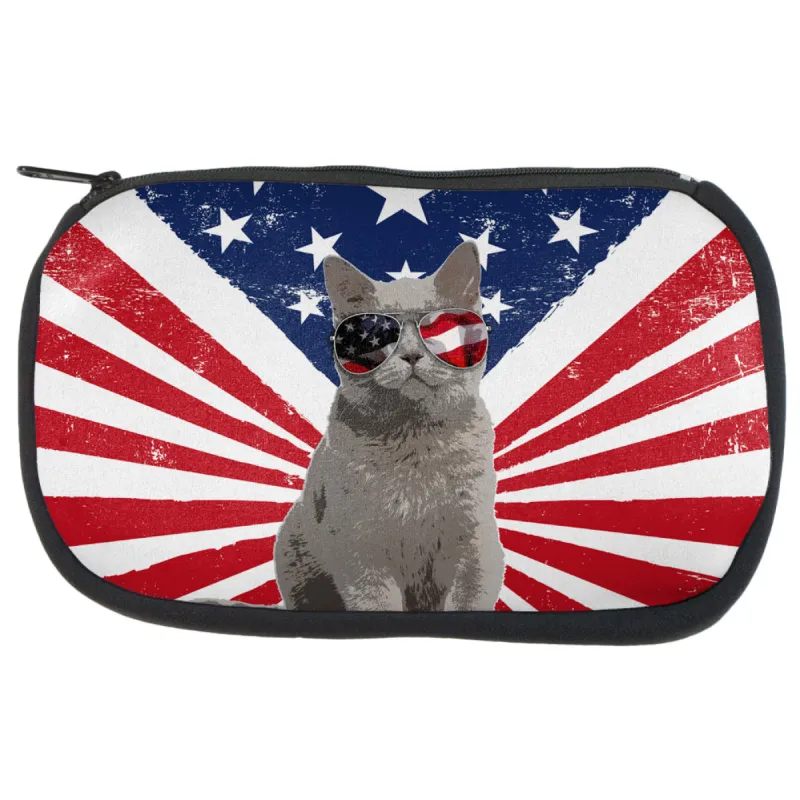 4th Of July Meowica America Patriot Cat Makeup Bag sold by Old Glory