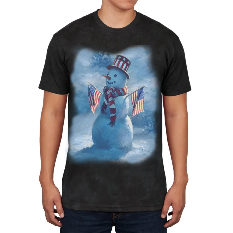 4th Of July Patriotic Snowman Mens Soft T Shirt sold by Old Glory