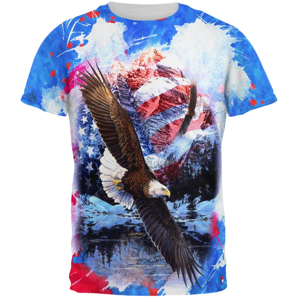 4th of July American Flag Bald Eagle Splatter All Over Mens T Shirt sold by Old Glory