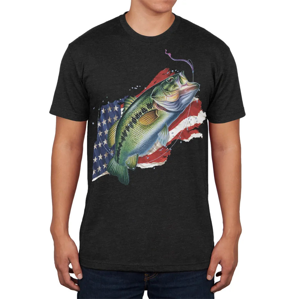 4th of July American Fisherman Bass Mens Soft T Shirt sold by Old Glory product image thumbnail 3