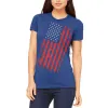 4th of July Distressed Offset American Flag Juniors Soft T Shirt sold by Old Glory