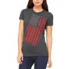 4th of July Distressed Offset American Flag Juniors Soft T Shirt sold by Old Glory