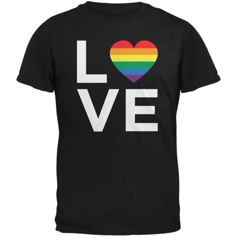 LGBT Love Stacked Heart Black Adult T-Shirt sold by Old Glory