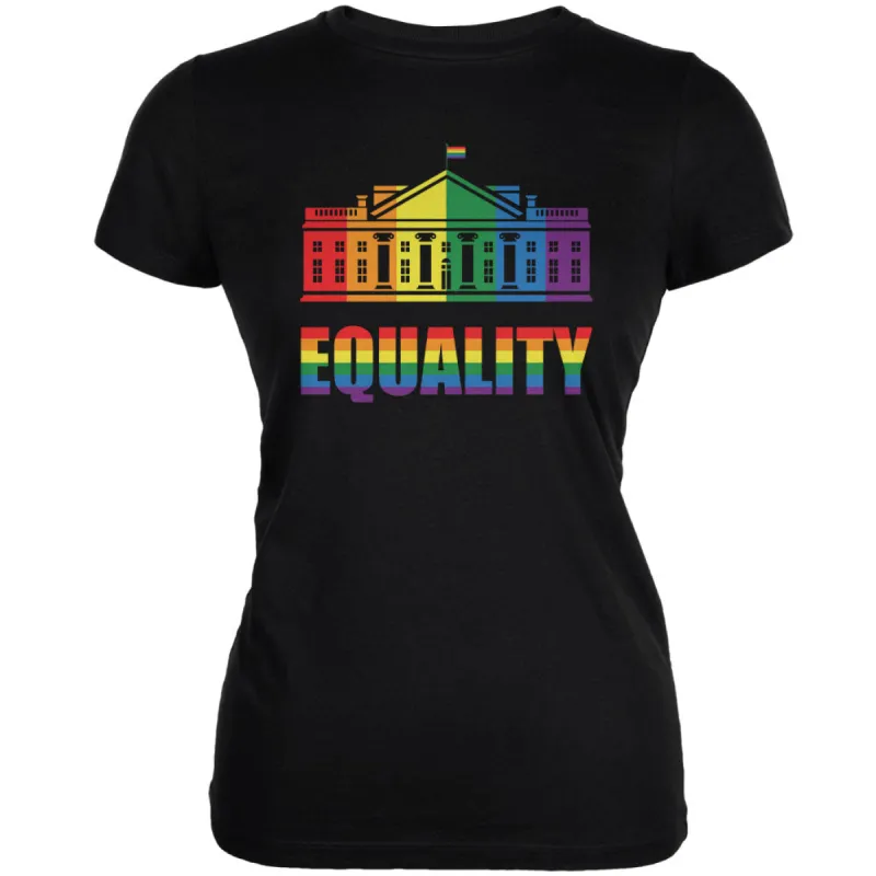 LGBT Gay Pride White House Black Juniors Soft T-Shirt sold by Old Glory