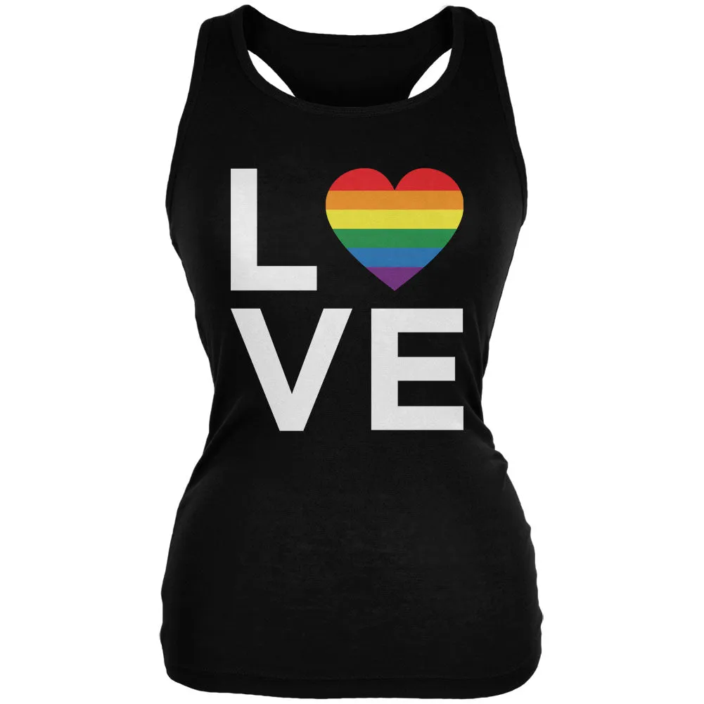 LGBT Love Stacked Heart Black Juniors Soft Tank Top sold by Old Glory