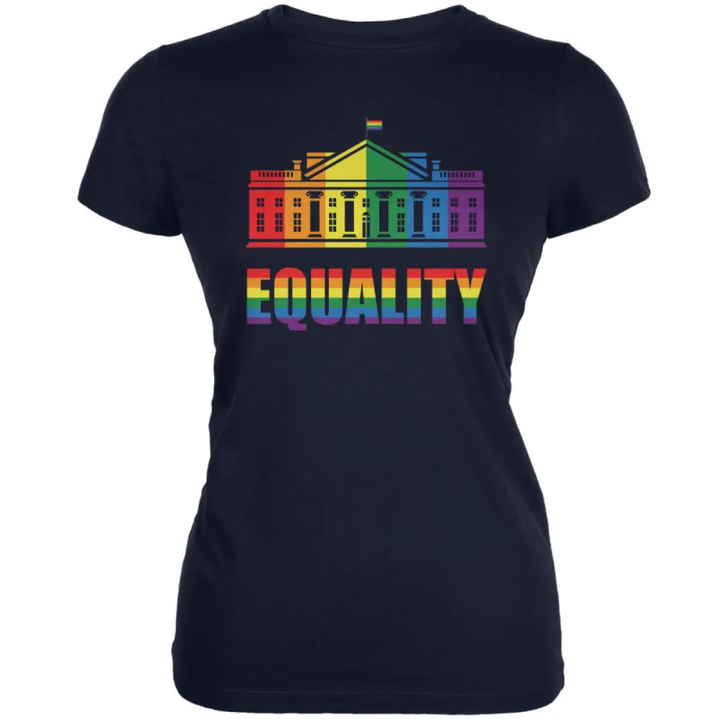 LGBT Gay Pride White House Navy Juniors Soft T-Shirt sold by Old Glory