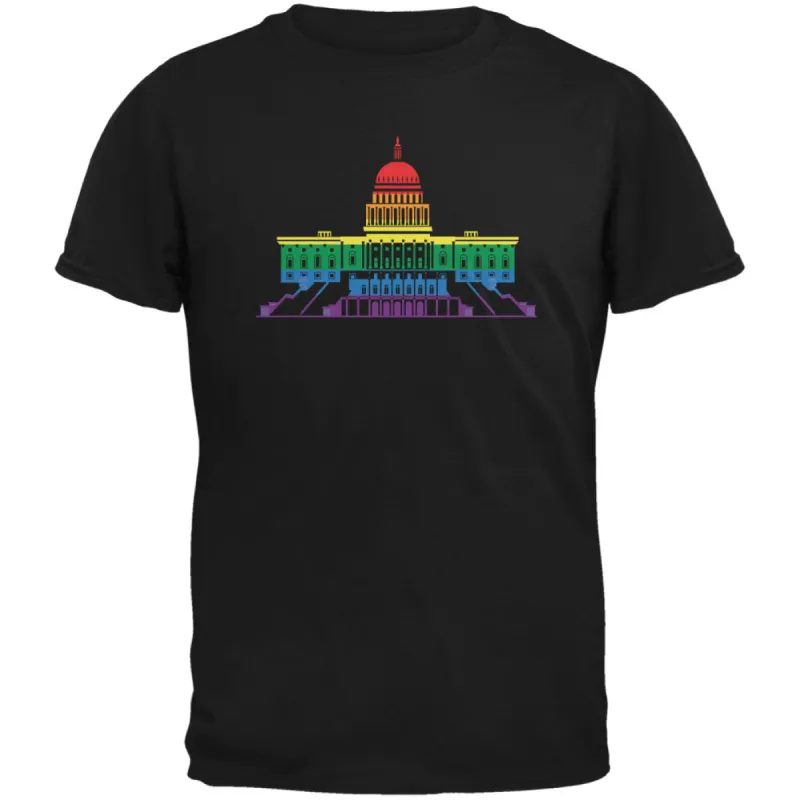 LGBT Gay Pride Capitol Building USA Black Adult T-Shirt sold by Old Glory