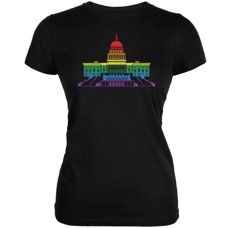 LGBT Gay Pride Capitol Building USA Black Juniors Soft T-Shirt sold by Old Glory