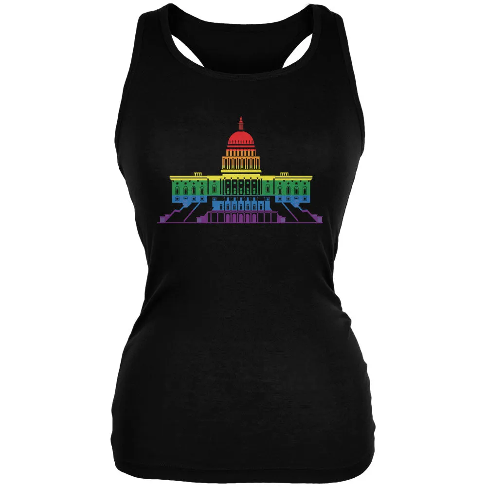 LGBT Gay Pride Capitol Building USA Black Juniors Soft Tank Top sold by Old Glory