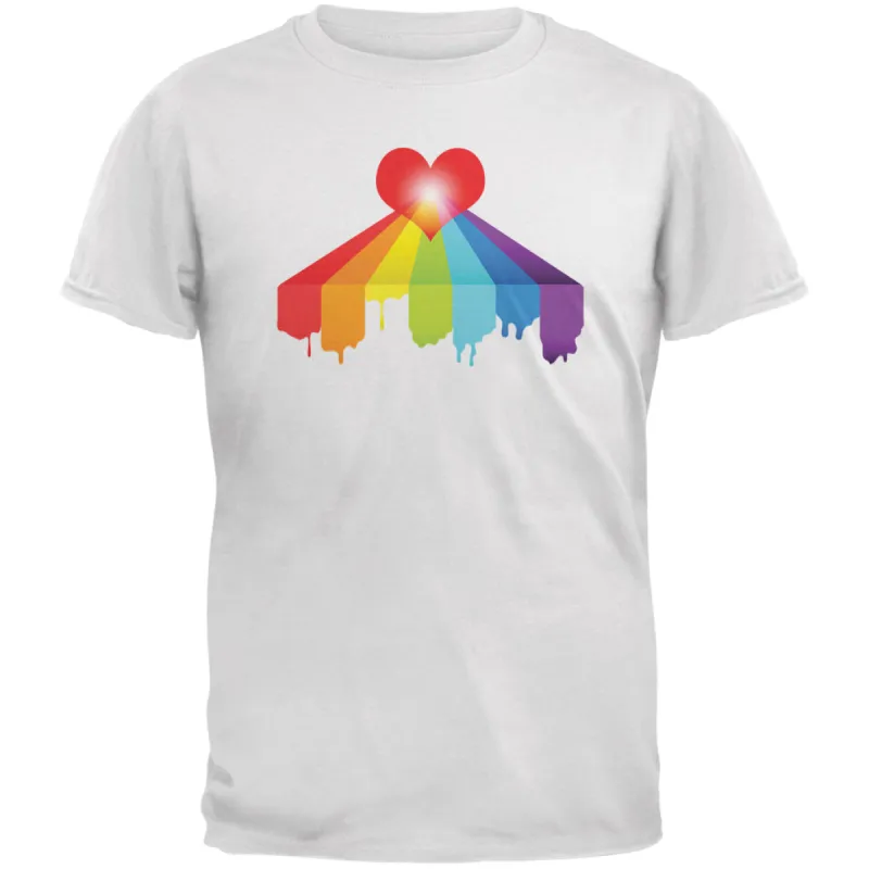 Rainbow Bleeding Heart LGBT Pride White Adult T-Shirt sold by Old Glory