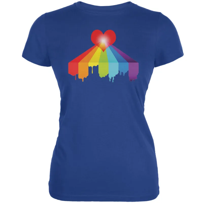 Rainbow Bleeding Heart LGBT Pride Royal Juniors Soft T-Shirt sold by Old Glory