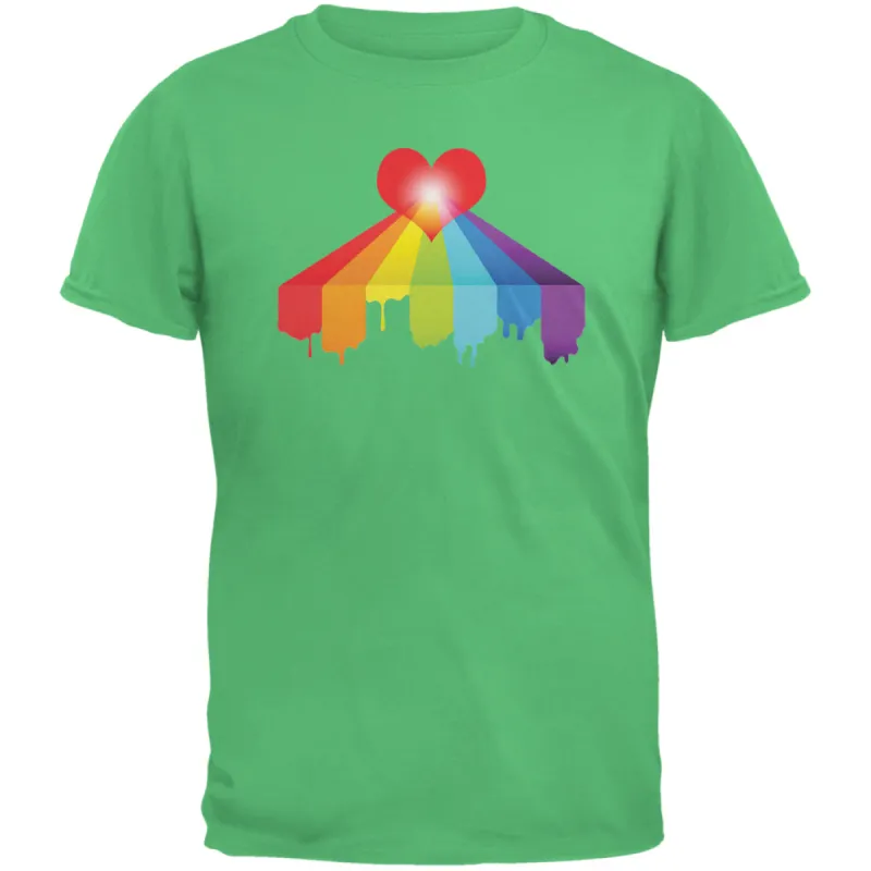 Rainbow Bleeding Heart LGBT Pride Irish Green Adult T-Shirt sold by Old Glory