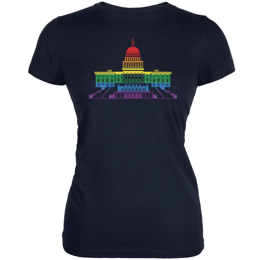 LGBT Gay Pride Capitol Building USA Navy Juniors Soft T-Shirt sold by Old Glory