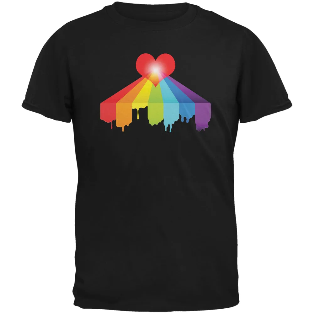 Rainbow Bleeding Heart LGBT Pride Black Adult T-Shirt sold by Old Glory