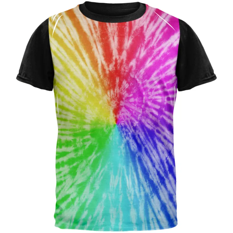 Rainbow Pride LGBT Tie Dye Adult Black Back T-Shirt sold by Old Glory