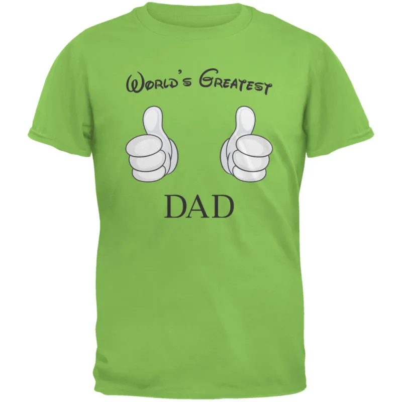 Father's Day - World's Greatest Dad Cartoon Lime Green Adult T-Shirt sold by Old Glory