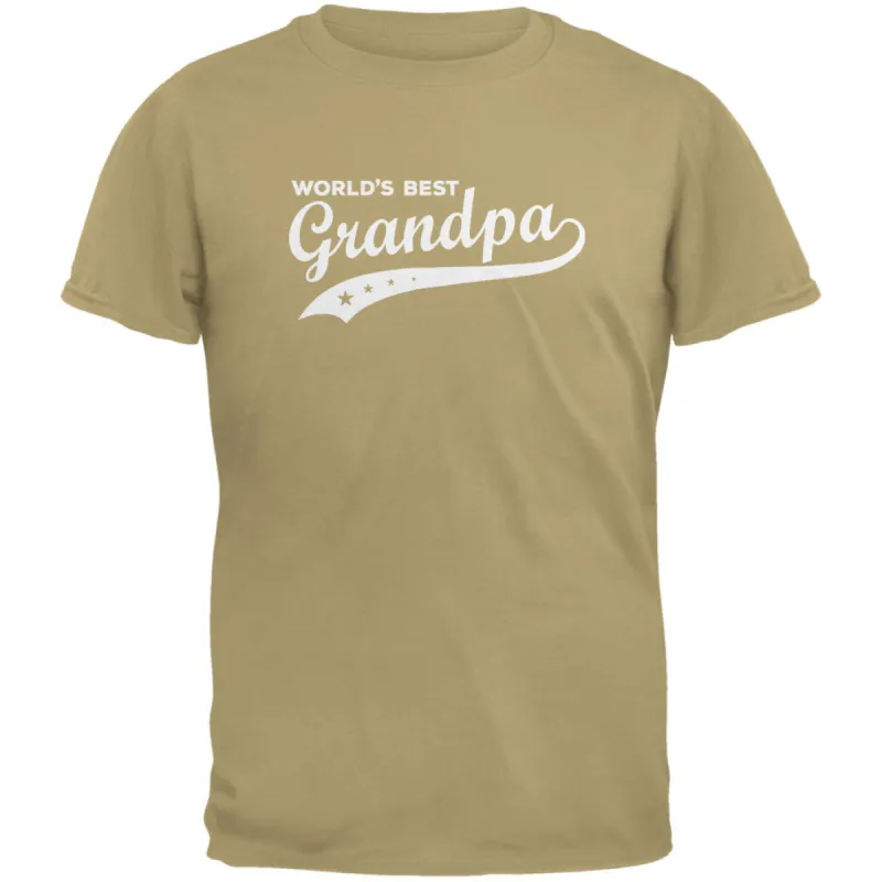 Father's Day - World's Best Grandpa Tan Adult T-Shirt sold by Old Glory