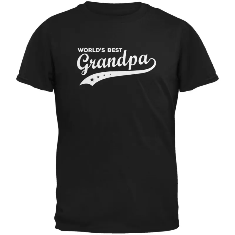 Father's Day - World's Best Grandpa Navy Adult T-Shirt sold by Old Glory